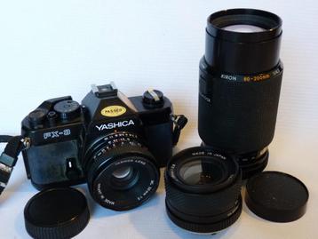 3 objectifs Yashica, Yashica 2,0/50 mm+2,8/28 mm+ Kiron 80-2, Enlèvement ou Envoi, Comme neuf, Objectif grand angle