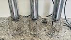 Vintage luster drie glazen hanglampen en plafondbevestiging, Ophalen