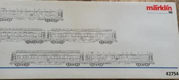 Coffret de 3 voitures et 2 fourgons CIWL MARKLIN 42754, Analogique, Courant alternatif, Wagon, Comme neuf