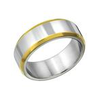 Tweekleurige roestvrij stalen ring heren, Handtassen en Accessoires, Ringen, IJzer of Staal, 19 tot 20, Heer, Nieuw