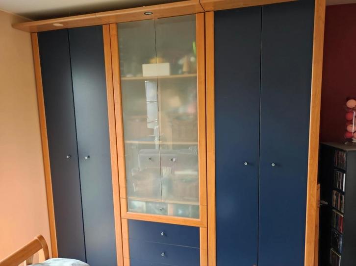 Chambre complète, garde-robe 6 portes, cadre de lit 160x200,, Huis en Inrichting, Kasten | Kleerkasten, Gebruikt, Ophalen