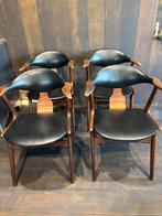 4 Cowhorn zetels van van Teeffelen, Huis en Inrichting, Ophalen, Gebruikt, Bruin, Vintage