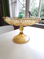 Amberkleurige vintage fruitschaal, Ophalen, Schaal, Rond, Glas
