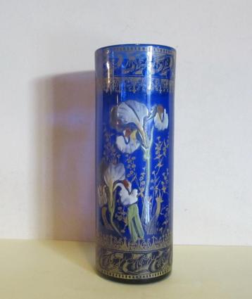 Vase LEGRAS ancien, décor émaillé, iris ; vers 1910