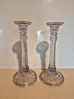 Antiek set kandelaars in persglas Scailmont, Ophalen of Verzenden