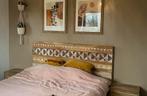 Hoofdeinde van gerecycled hout met motieven B160, Huis en Inrichting, Slaapkamer | Bedden, Ophalen, Gebruikt, Hout