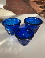 3 Artisanale Kobalt Blauwe Vazen, Enlèvement ou Envoi