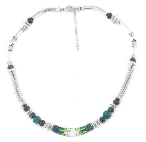 SALE: Ketting met sierstuk met groen strass, Handtassen en Accessoires, Kettingen, Nieuw, Overige materialen, Groen, Met strass