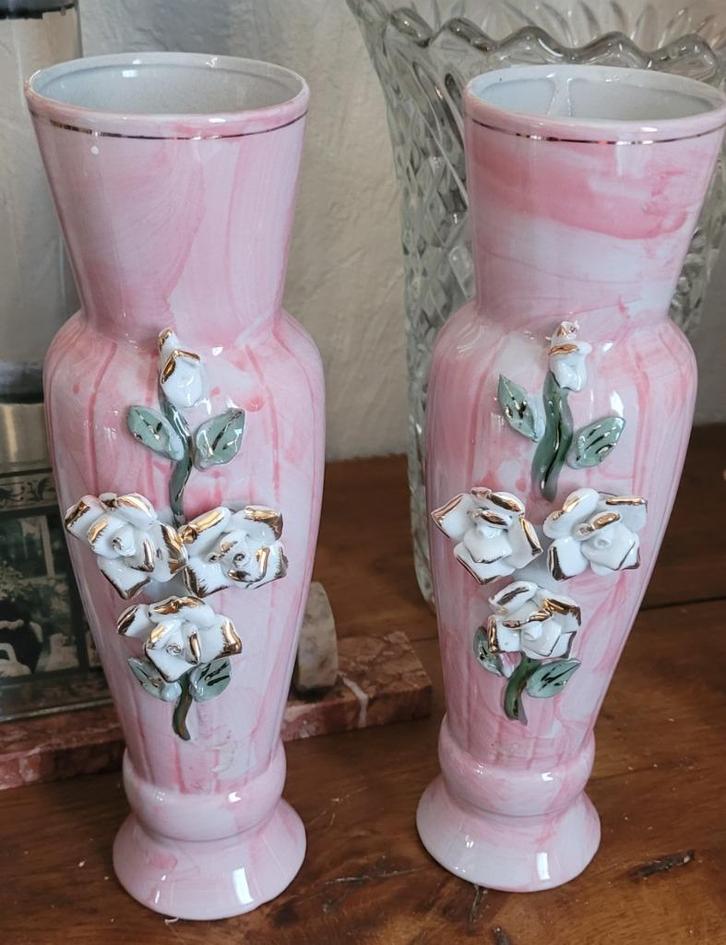 Vintage keramische roze vaas, Antiek en Kunst, Antiek | Vazen, Ophalen