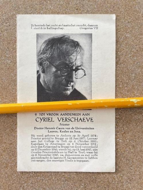 PRIESTER-SCHRIJVER- EH CYRIEL VERSCHAEVE  ARDOOIE 1874, Verzamelen, Bidprentjes en Rouwkaarten, Bidprentje, Ophalen of Verzenden