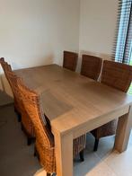 Houten tafel + 6 stoelen, Ophalen, Zo goed als nieuw