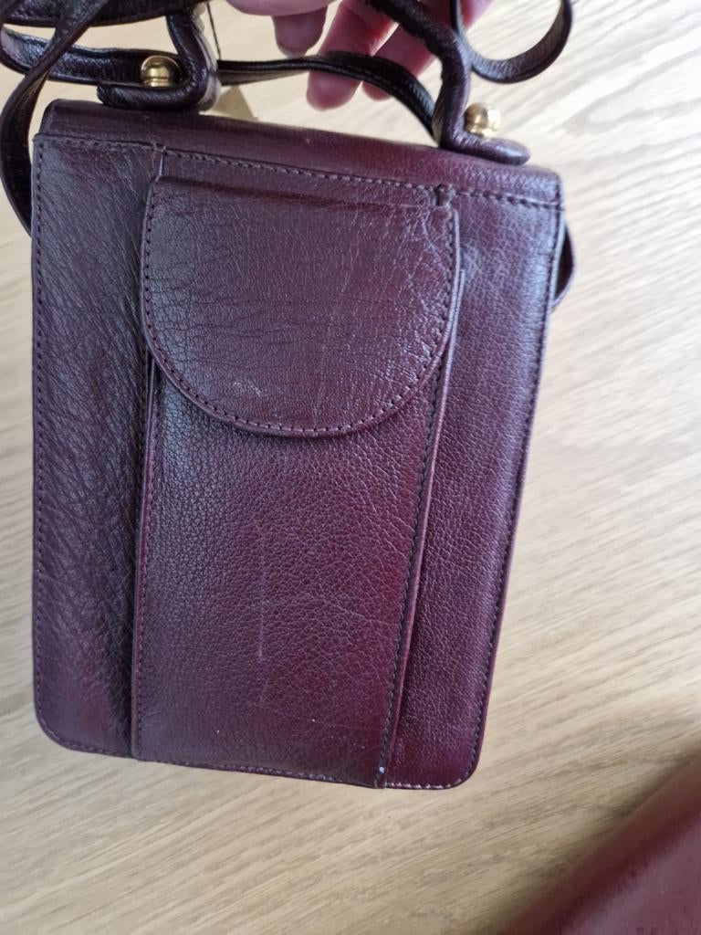 Heren handtas nieuw in fijn leder donkerbruin 15x20cm, Ophalen, Leder