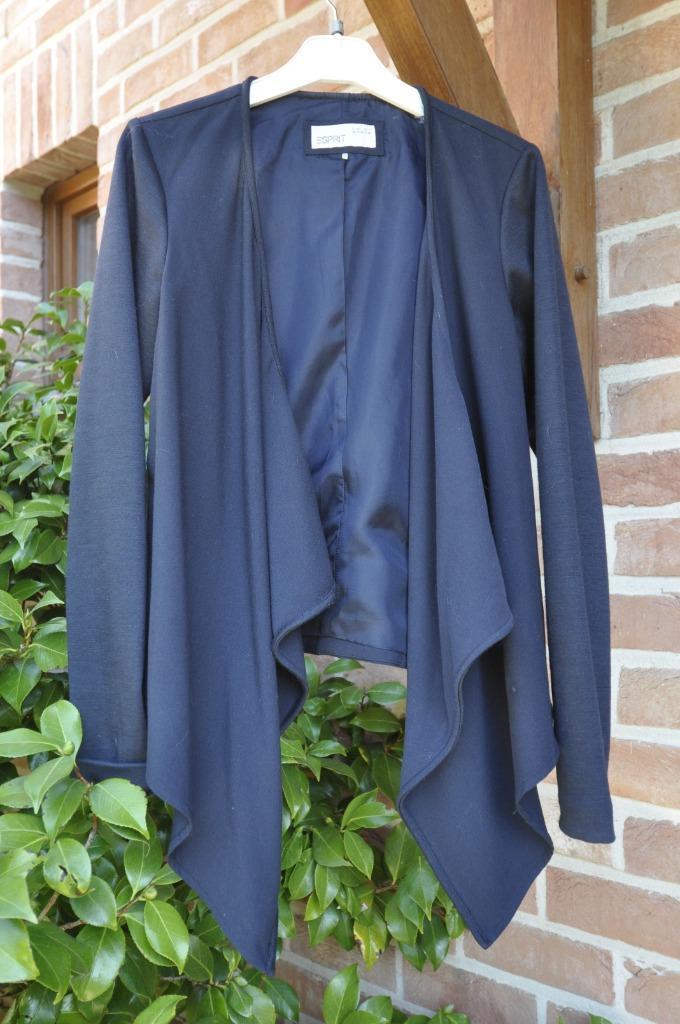 Veste à pans ESPRIT bleu marine t.38, tb état, Kleding | Dames, Jasjes, Kostuums en Pakken, Zo goed als nieuw, Jasje, Maat 38/40 (M)
