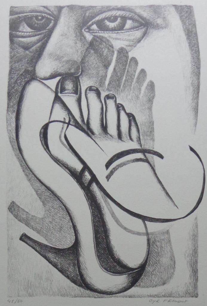 CYR FRIMOUT / HOGE HAKKEN / ZW-W LITHO / 76x56cm / SIG, Antiek en Kunst, Kunst | Litho's en Zeefdrukken, Ophalen of Verzenden