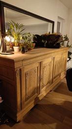 Eiken dressoir / kast gezandstraald met zwarte spiegel, Huis en Inrichting, Kasten | Dressoirs, Ophalen of Verzenden, Zo goed als nieuw