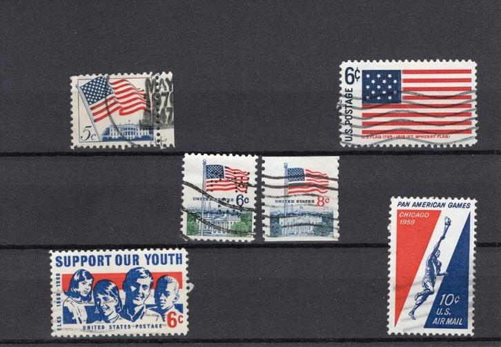 Set USA postzegels – vlag & air mail – 6 stuks – €1, Postzegels en Munten, Postzegels | Amerika, Gestempeld, Verzenden