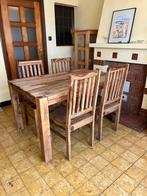 Tafel met bijhorende stoelen uit massief hout, Ophalen, Zo goed als nieuw, Zowel landelijk, klassiek als modern, 4 tot 6 stoelen
