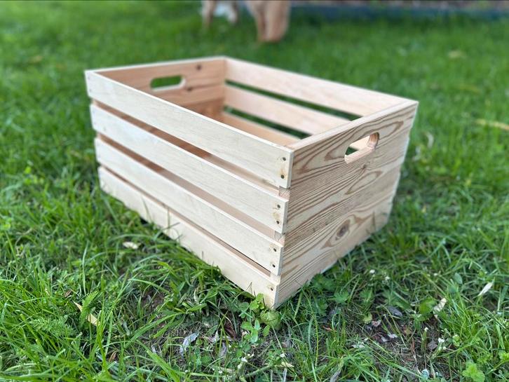 Houten krat met handvaten, Huis en Inrichting, Woonaccessoires | Kisten, Nieuw, Minder dan 50 cm, Minder dan 50 cm, Minder dan 50 cm