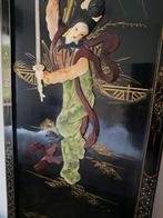 Tableau chinois gheisha aux sabres - relief en nacre, Enlèvement