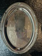 Vintage - Verzilverde ovale sierschaal / serveerschaal, Ophalen of Verzenden