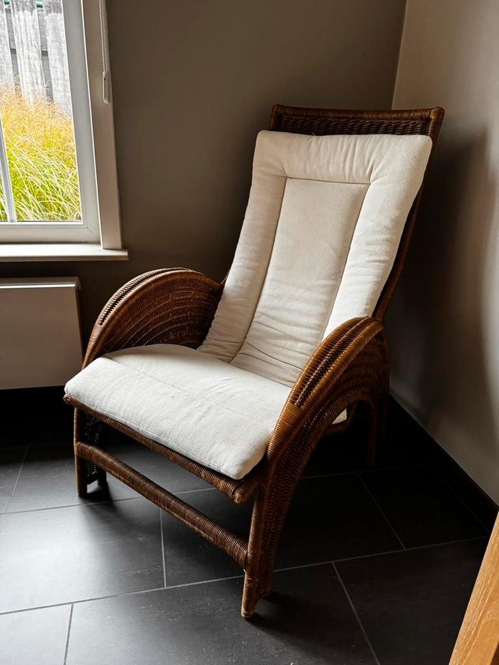 Stijlvolle rotan relaxzetel, Maison & Meubles, Fauteuils, Comme neuf, Enlèvement