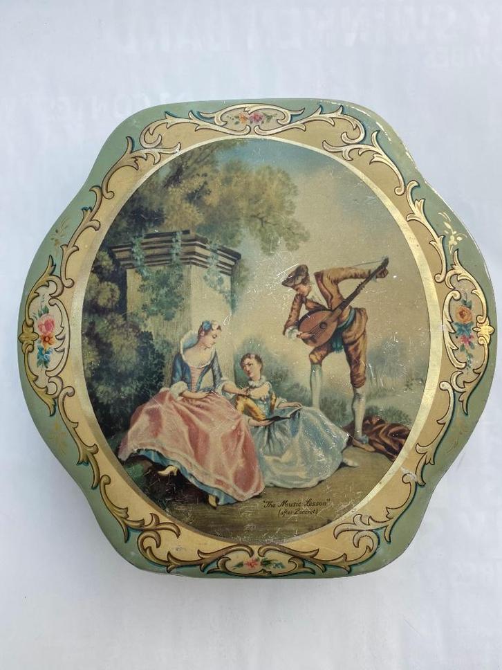 Vintage blikken doos Côte d’Or België "The Music Lesson", Verzamelen, Blikken, Zo goed als nieuw, Beschuit, Overige merken, Verzenden