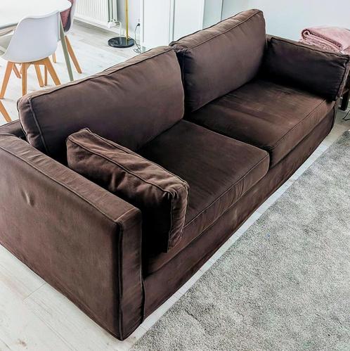 3-zits slaapbank - Donkerbruine stof - Comfort en stijl, Huis en Inrichting, Fauteuils, Gebruikt, Stof, 125 cm of meer, 75 tot 100 cm