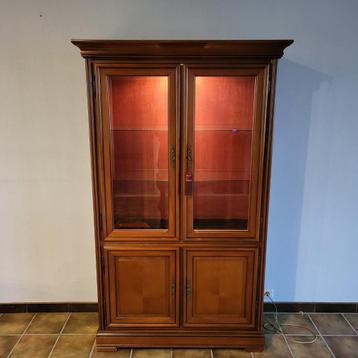 Kersenhouten vitrinekast, Avec porte(s), 25 à 50 cm, 100 à 150 cm, Verre