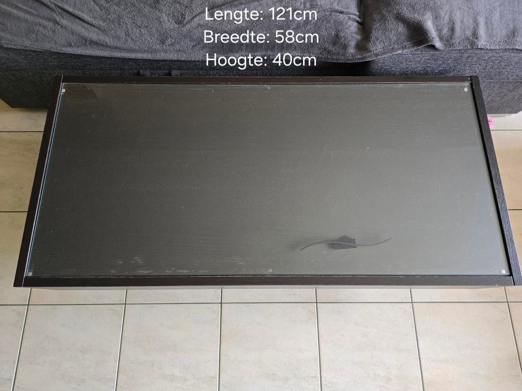 Salontafel met 2 schuiven, Maison & Meubles, Tables | Tables de salon, Enlèvement, Verre