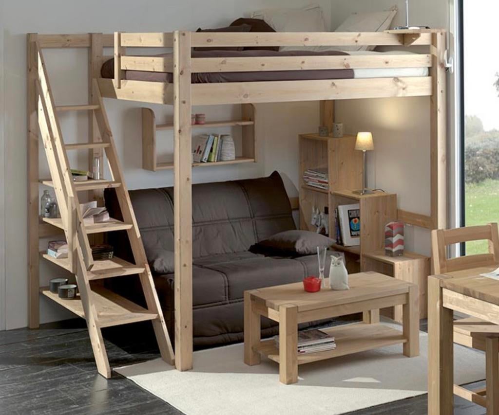 lit mezzanine pin massif, Enlèvement, Utilisé, Autres dimensions, Lit mezzanine