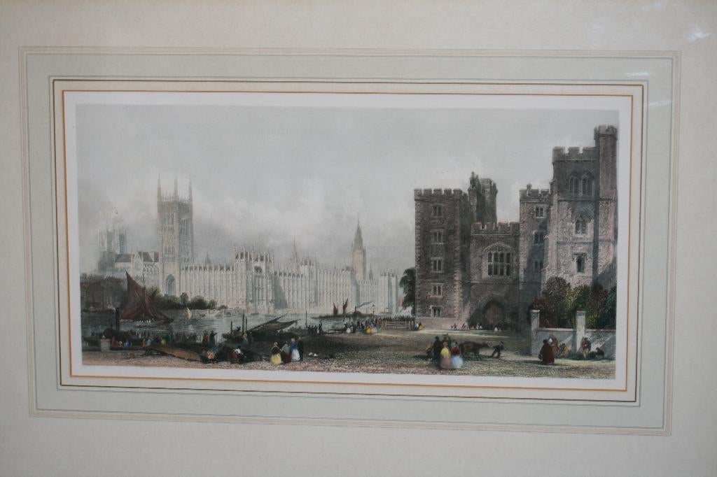 Antieke gravure, ingekaderd, Enlèvement ou Envoi, Gravure