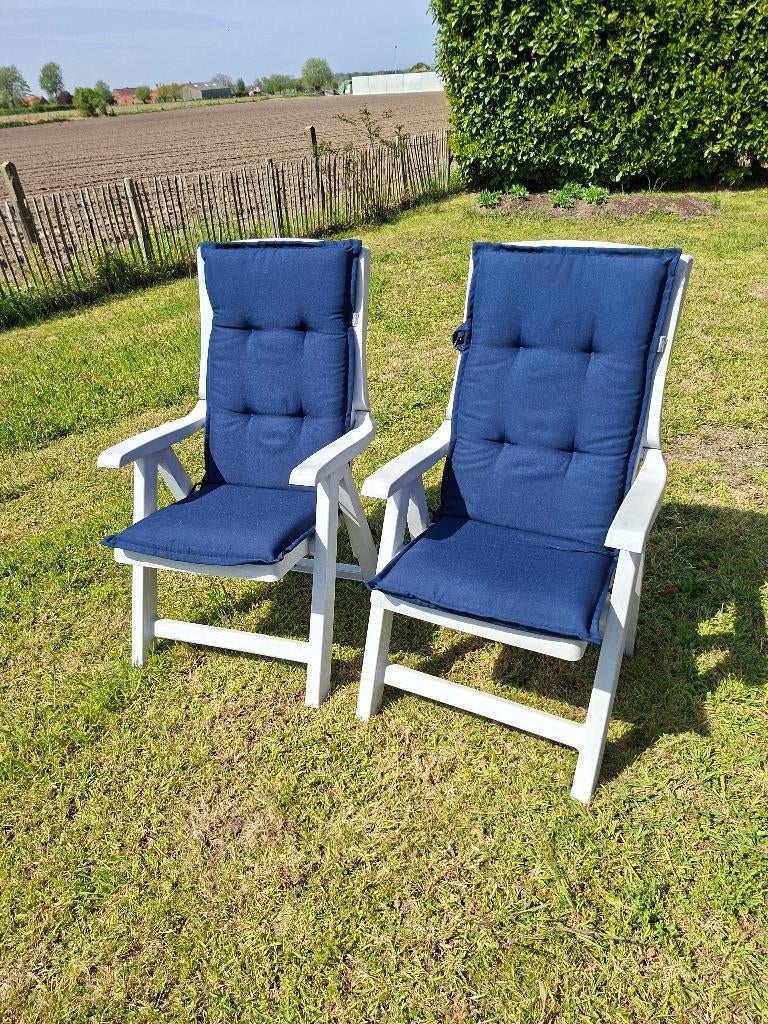Tuinstoel met kussen, Jardin & Terrasse, Chaises de jardin, Enlèvement, Comme neuf, Plastique, Ajustable