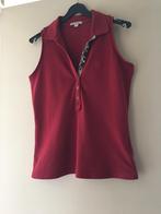 “Burberry”, rode mouwloze poloshirt, medium, Kleding | Dames, Blouses en Tunieken, Ophalen of Verzenden, Gedragen, Rood, ANDERE