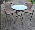 RONDE TAFEL en TWEE BIJPASSENDE ZETELS, 4 zitplaatsen, Bijzettafel, Aluminium, Ophalen of Verzenden
