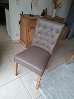 tafel lichte eik met 6 stoelen in bruin leder, Huis en Inrichting, Complete eetkamers, Ophalen