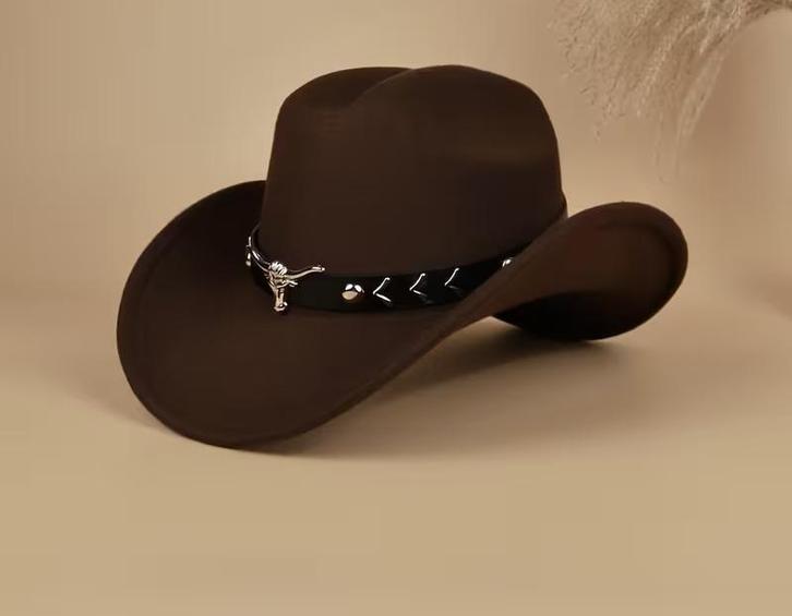 Cowboyhoed Metallic Stierenkop Riem Bruin (Nieuw), Kleding | Heren, Hoeden en Petten, Nieuw, Hoed, Ophalen of Verzenden