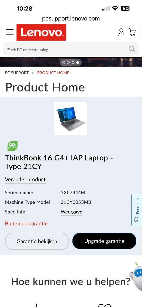 lenovo thinkbook 16 G4 + iap laptop type 21cy 10/2024, Computers en Software, Windows Laptops, Zo goed als nieuw, 16 inch, SSD