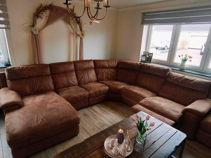 hoeksalon leder, Maison & Meubles, Canapés | Coins salons complets, Enlèvement