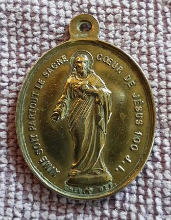 medaille religieuse double face  (x2048), Enlèvement ou Envoi, Utilisé, Bijoux, Christianisme | Catholique