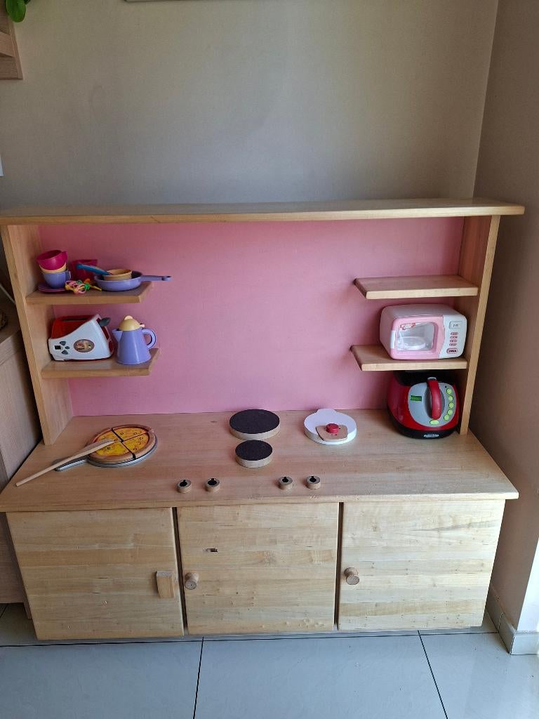 Houten speelkeuken met keukenspulletjes, Ophalen, Gebruikt, Hout, Speelkeuken