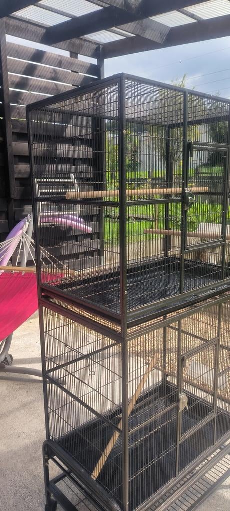 Dubbele kooi, Ophalen, Zo goed als nieuw, Metaal, Vogelkooi