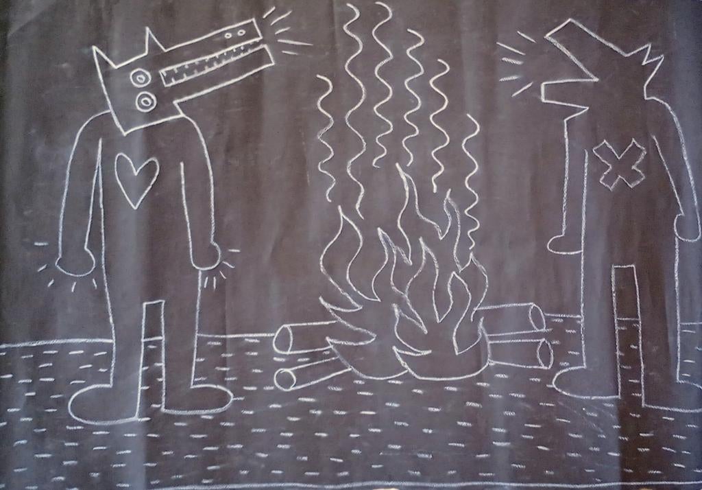 Haring Keith, Orginele subway drawing met provenance, Ophalen of Verzenden