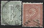 2 Postzegels Italië 1863 Cijfertekening, Enlèvement ou Envoi, Affranchi
