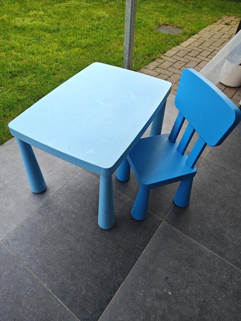 Ikea Mammut tafel en stoel, Enlèvement, Utilisé, Bleu, Synthétique