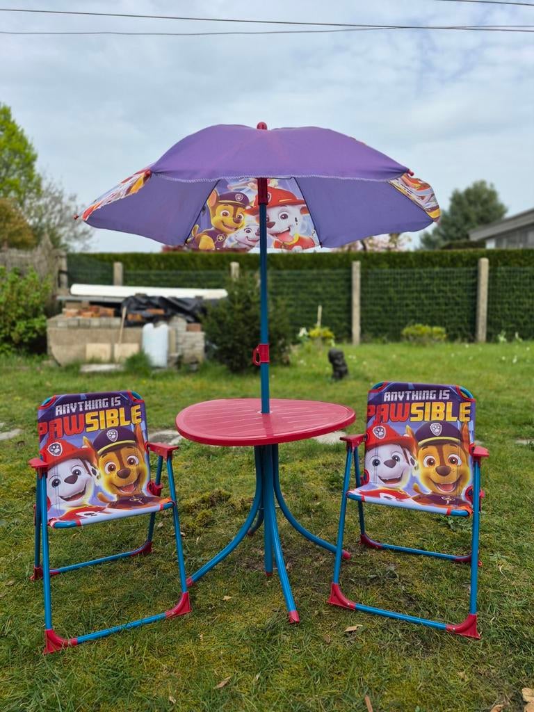 Paw Patrol Tafel met parasol en stoeltjes, Enlèvement, Utilisé