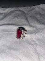 Ring in zilver, saffier met een rode robijn, Handtassen en Accessoires, Ringen, Ophalen, Gebruikt, Rood, Zilver