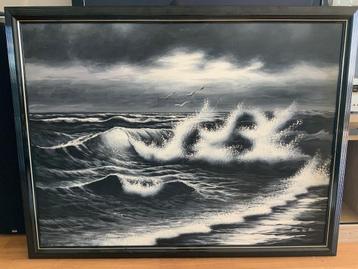 Schilderij op doek zee zich zwart - wit beschikbaar voor biedingen