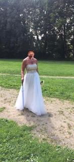 Robe de mariée blanche bustier doré taille M, Ophalen of Verzenden, Gedragen, Wit, Trouwjurk