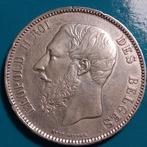 België 5 frank zilver Leopold II 1866 - zonder punt na F, Postzegels en Munten, Munten | België, Zilver, Ophalen of Verzenden