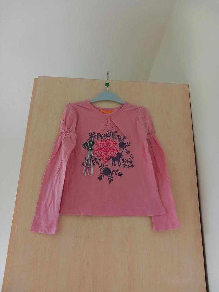 Lichtroze longsleeve met knoopje 110/116 heel goede staat, Kinderen en Baby's, Kinderkleding | Maat 116, Zo goed als nieuw, Meisje